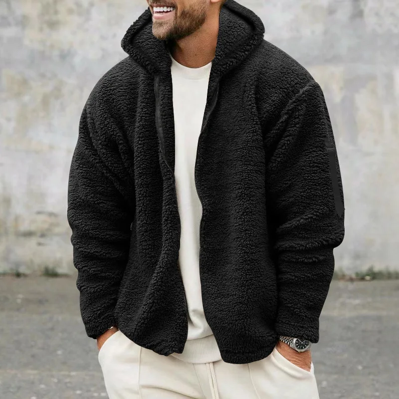 Description Picture 6 of item2024 Men's Long Sleeve Fleece Sweatshirt Men Fashion Hooded Jackets Autumn Mens Casual Hoodie Outerwear Warm Coats Windbreaker
