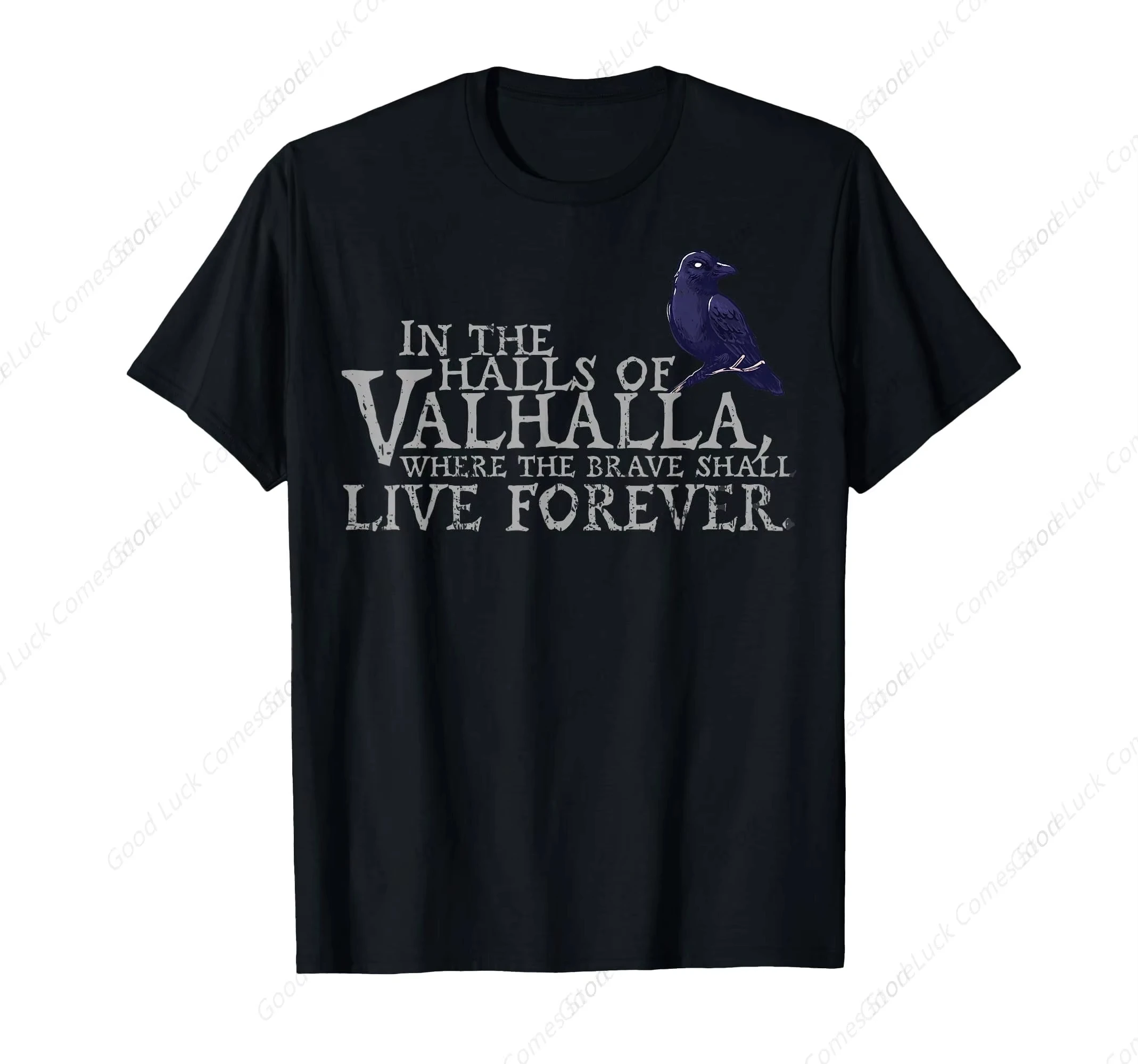 Maglietta Uomo 'A Raven In Viking Symbols' – Valhalla – 100% Cotone – Nero – Taglia 4XL