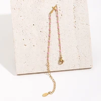 ZMZY Girls Boho Thin Chain Stainless Steel Bracelets For Women Gold Color Peach Pink Cross Charm Beautiful Gift 2