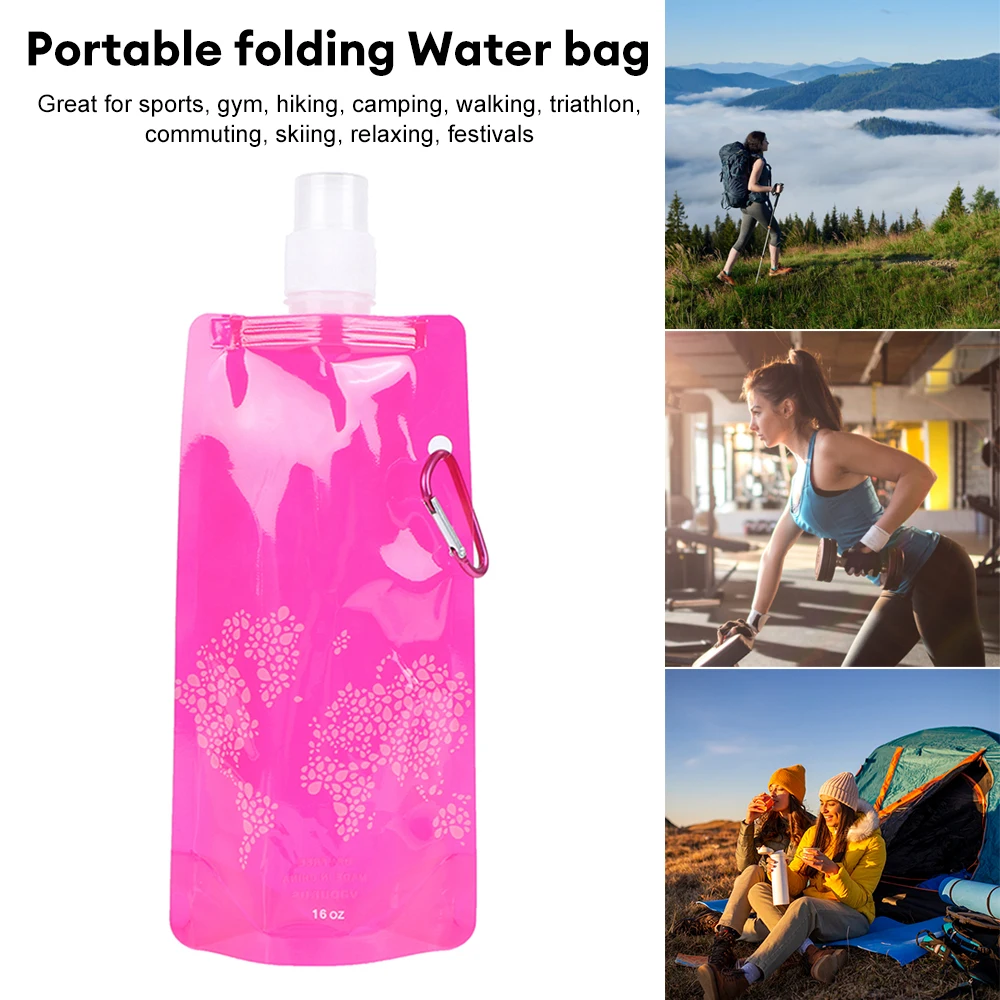 Description Picture 6 of item500ml Portable Folding Water Bag Plastic Outdoor Sports Water Bottle Drink Bag Camping Picnic Water Bag