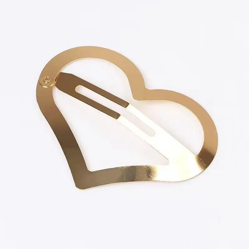 새로운 레인보우 공예 가게 20 개/몫 DIY 수제 헤어 액세서리, 공예에 대 한 고품질 실버 컬러 하트 모양 스냅 클립 50mm