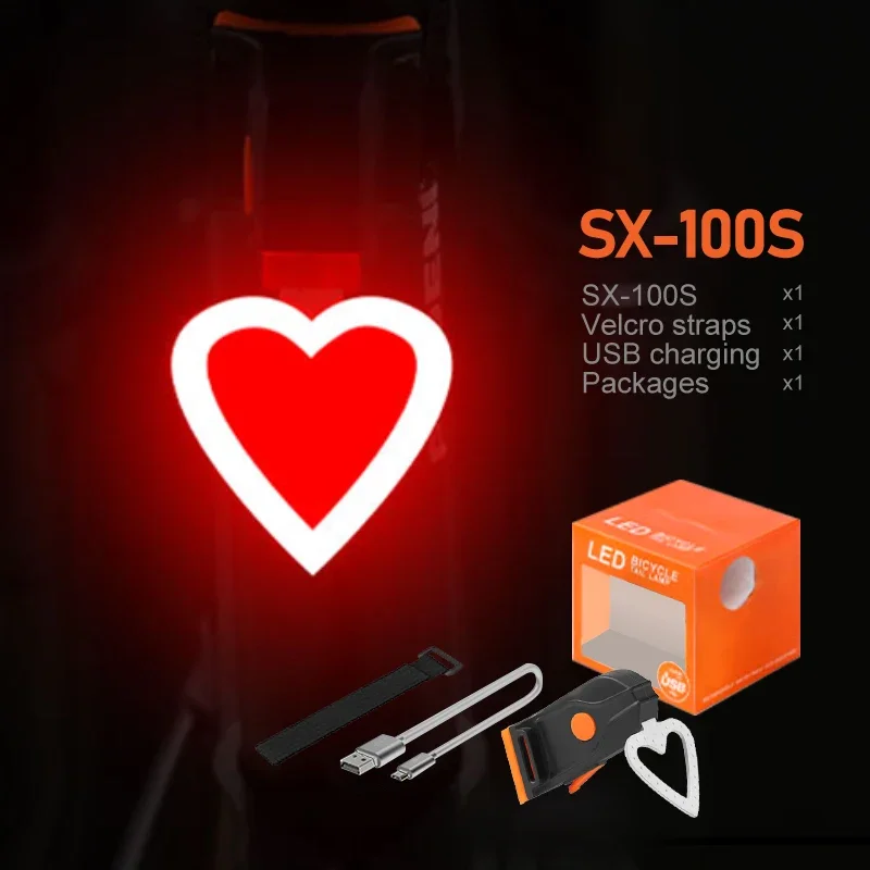 

Creative Bicycle Tail Light LED Bead USB Rechargeable Waterproof Mountain Road Bike Brake Light Riding Warning Lights