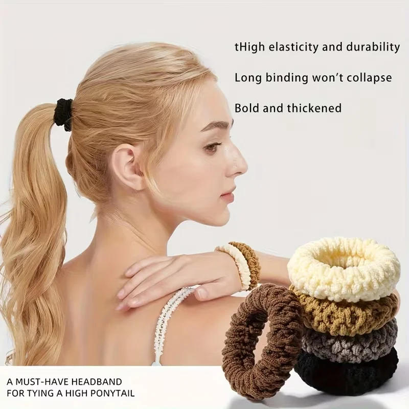 Versatile 10-Pack Seamless Braided Hair Ties - Fashionable Updos & Secure Ponytails in 5 Trendy Colors