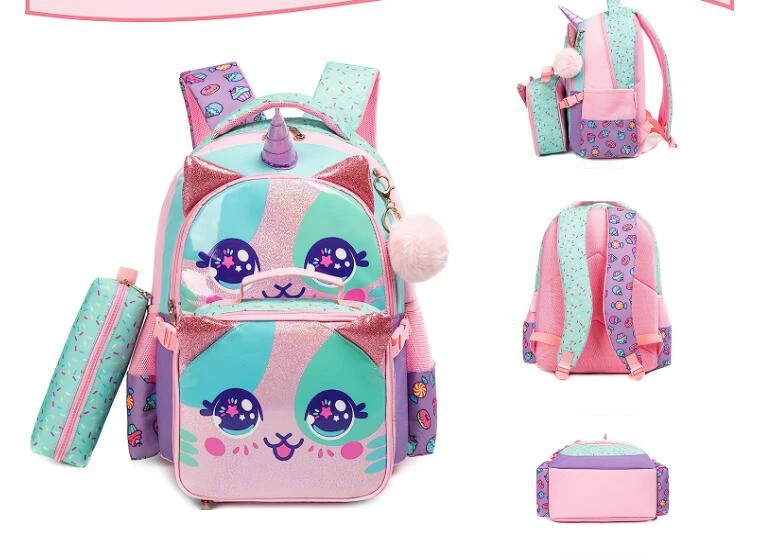 Mochila escolar primária para meninas, pré-escolar, mochila