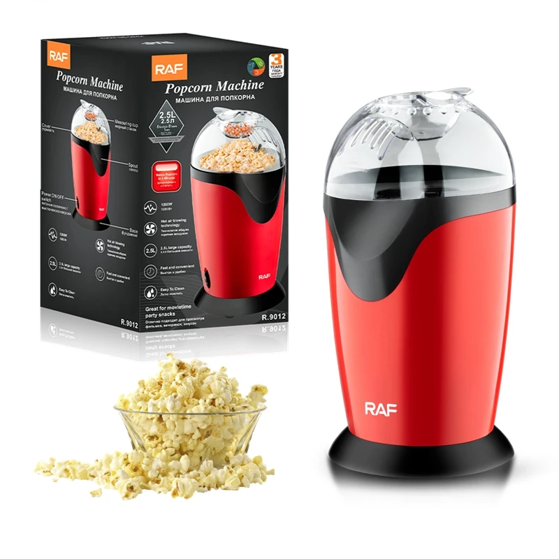 1200W Mini Popcorn Maker Oil-free Air Corn Machine 2.6L Automatic Household Kitchen Popcorn Machine for Kids Christmas Gift