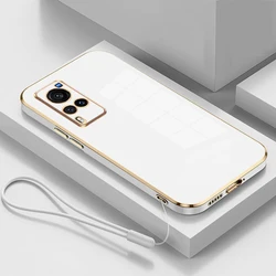 Luxury Square Plating Shockproof Phone Case - Enhanced Protection and Style for vivo X60 (Gs6D White)