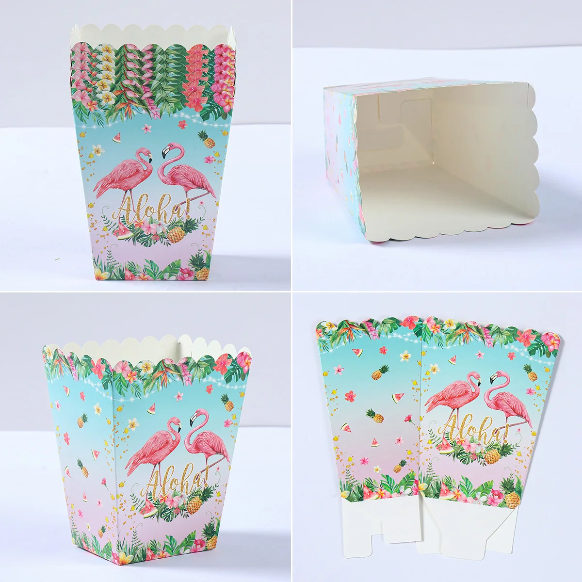 Zhehao 50 Pcs Mini Palm Leaves Popcorn Boxes Hawaiian Popcorn Cup Paper