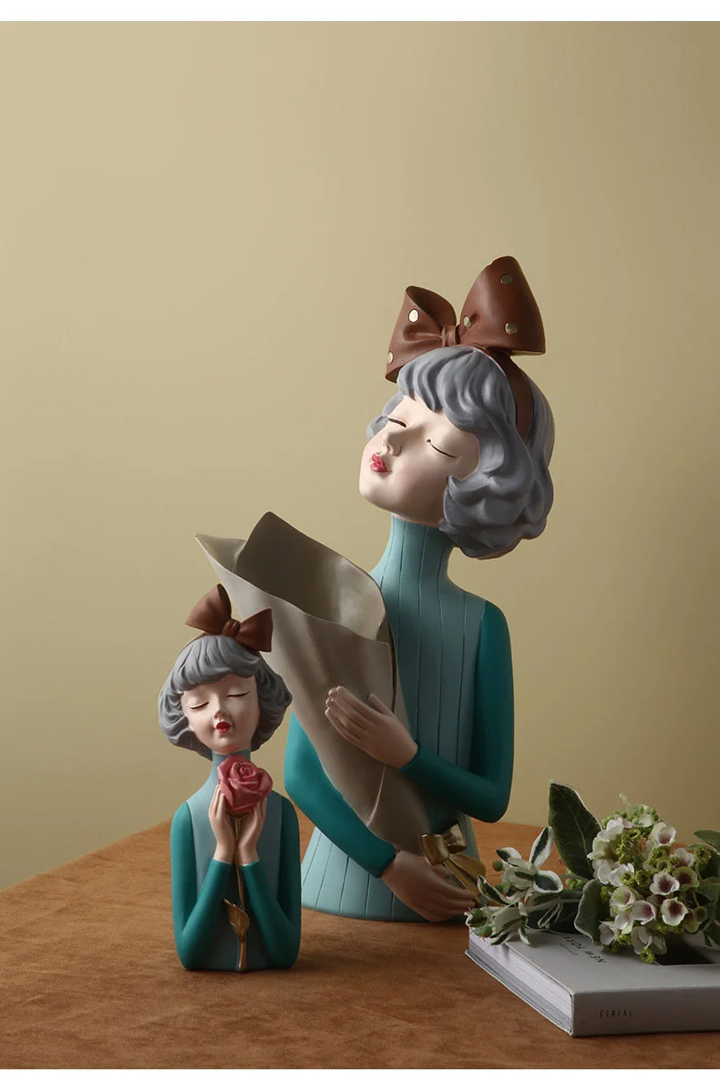 Creative Bow Girl, Resin Vase Statue Decoration, Modern Simple Living Room Entrance Bedroom Desktop Decoration Ornaments