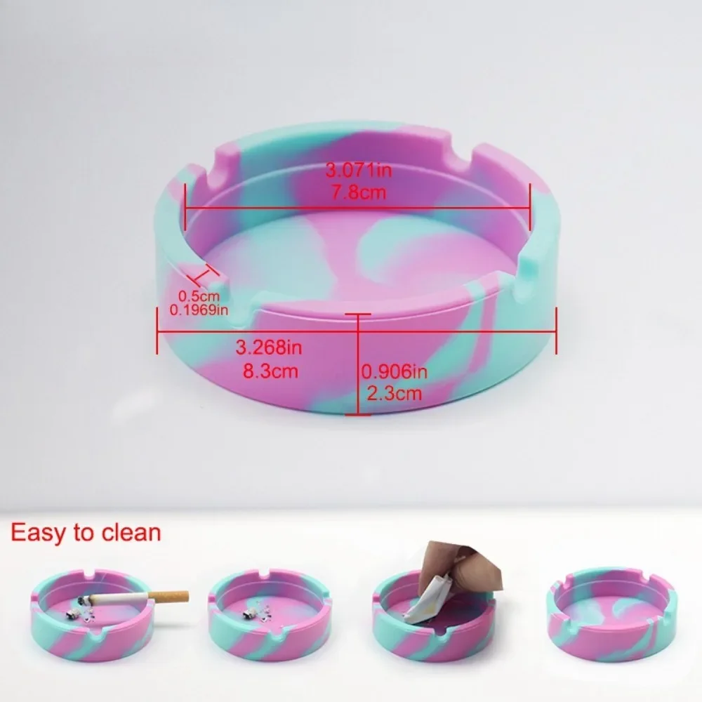 Luminous Silicone Gel Ashtray Light Circular Ashtray Fluorescent Smoke Convenient Cigarette Case Drop Creative Ashtrays 2Ps