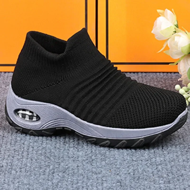 Fashionable Women's Casual Sneakers Breathable Mesh Platform Shoes Sneakers for Women Gym Vulcanized Shoes Black Female Footwear