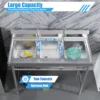 Bymaocar 3-Compartment Public Commercial Stainless Steel Utility Sink,Free Standing High-capacity Laundry Basin with Two Faucets 4