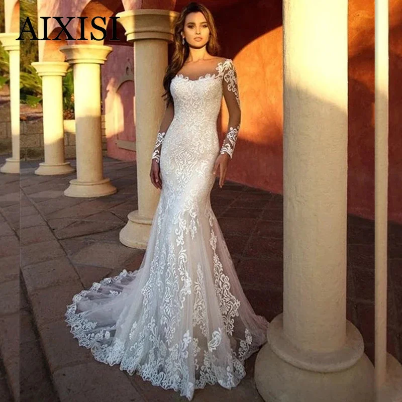 Elegant Mermaid Sweetheart Tulle Wedding Dresses with Appliques LD062537 main image 0