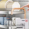 Stainless Steel Dish Drainer Kitchen Storage Organizer Bowl Rack with Drain Tableware Holder Cupboards 3