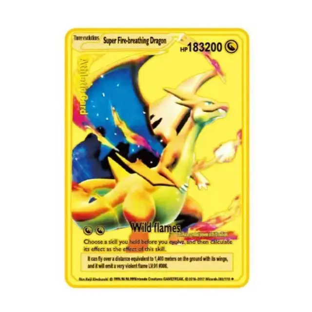 5PCS Pokemon Iron Cards Golden Metal Pokemon Shiny Letters Pikachu Mewtwo Charizard Vmax Game Collection Card Anime Metal Gifts 2