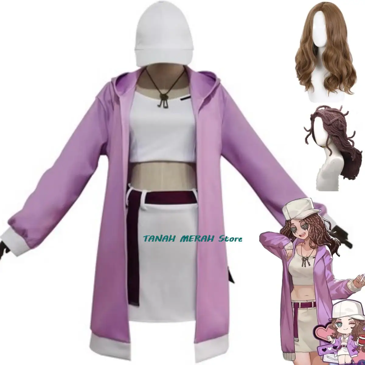 

Костюм для косплея аниме Ада мемера аниме, косплей, парик психолога, повседневное пальто с капюшоном, одежда для пары, женский сексуальный костюм для отдыха