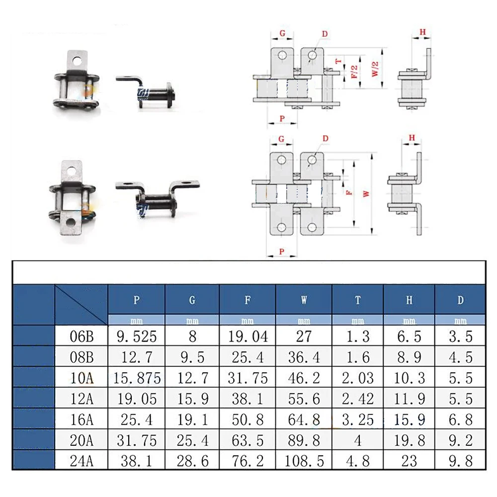 1PCS Double Side Single Hole Curved Plate Roller Chain Conveyor Driving Chain