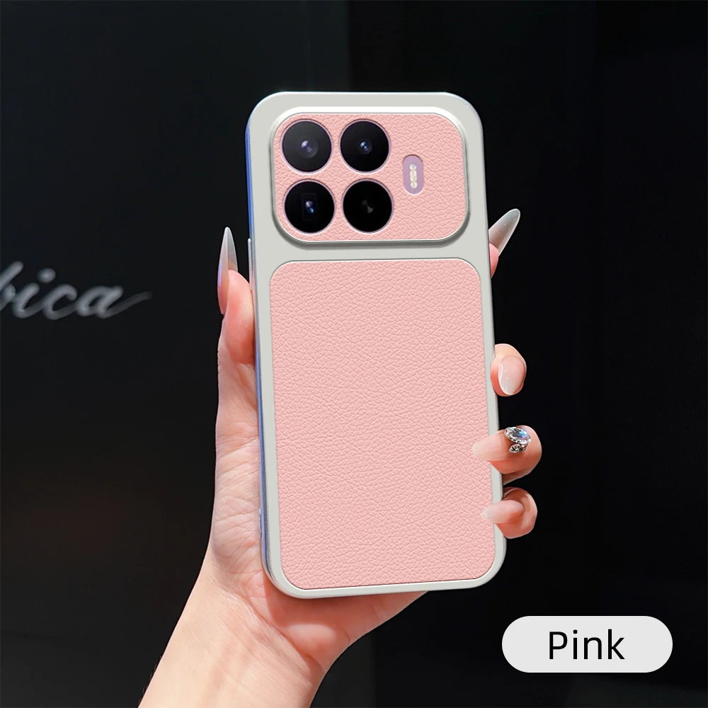 Luxury Leather Back Case with Lens Protection - Elegant Matte Finish