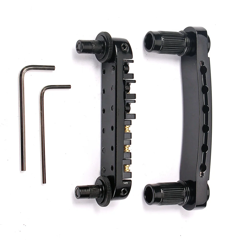 

Roller Saddle Bridge Tailpiece With Studs And Wrenches For LP SG Style Electric Guitar Replacement Parts (Black)