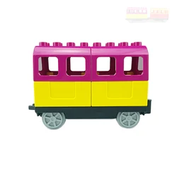 Large Building Blocks Train Set - Electric Locomotive & Interactive Railway Track (Brown cover)