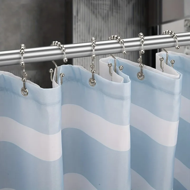 12pcs Rust-Proof Stainless Steel Shower Curtain Hooks-Double Glide Design for Easy Installation and Secure Hanging