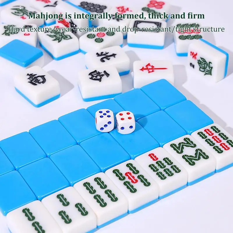 Mini Mahjong Set With Handbag Chinese Traditional Mahjong Board Game Toys Exquisitely Carved Family Leisure Time Strategy Game 3