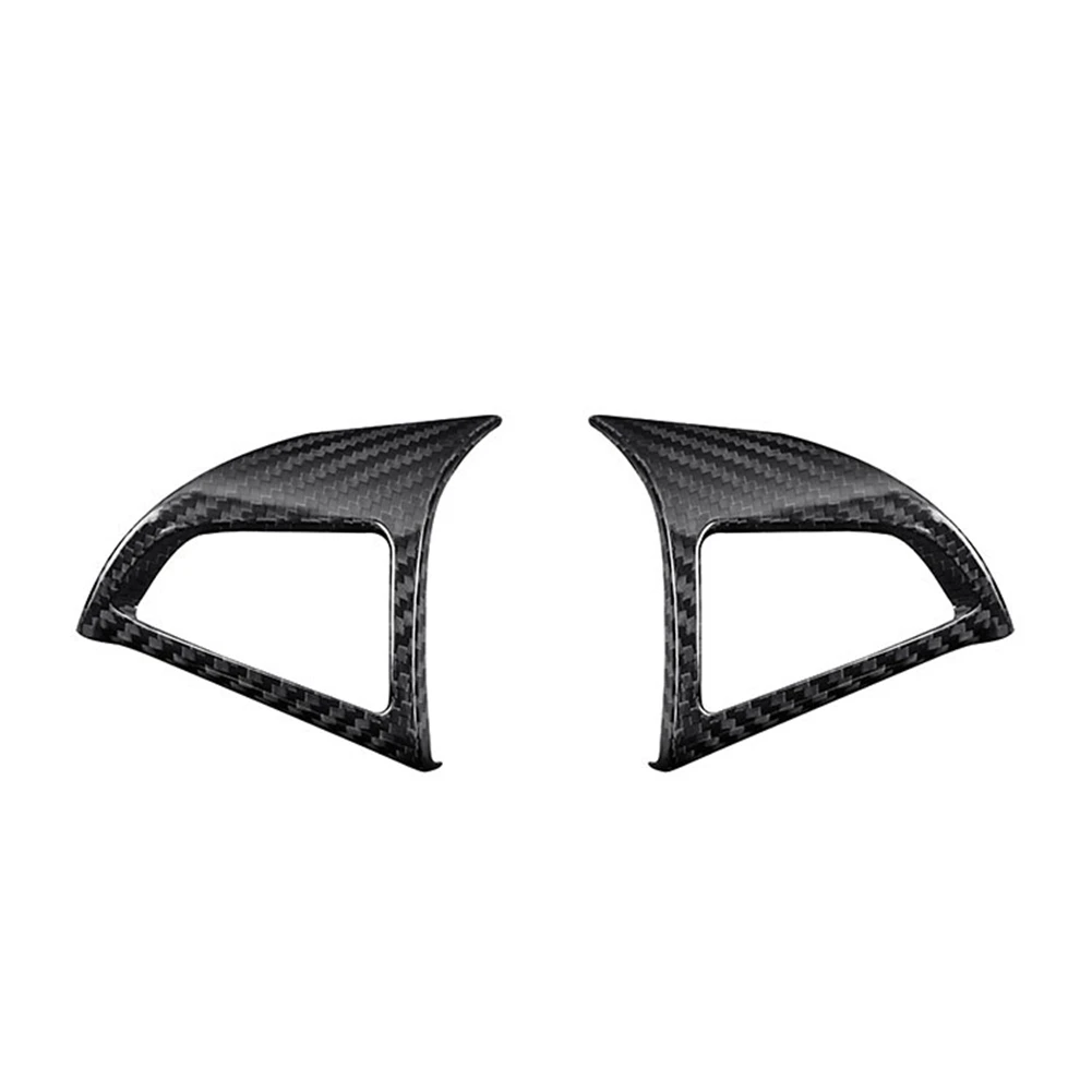 

2Pcs Car Carbon Fiber Steering Wheel Button Panel Cover Trim Decoration Frame Sticker for