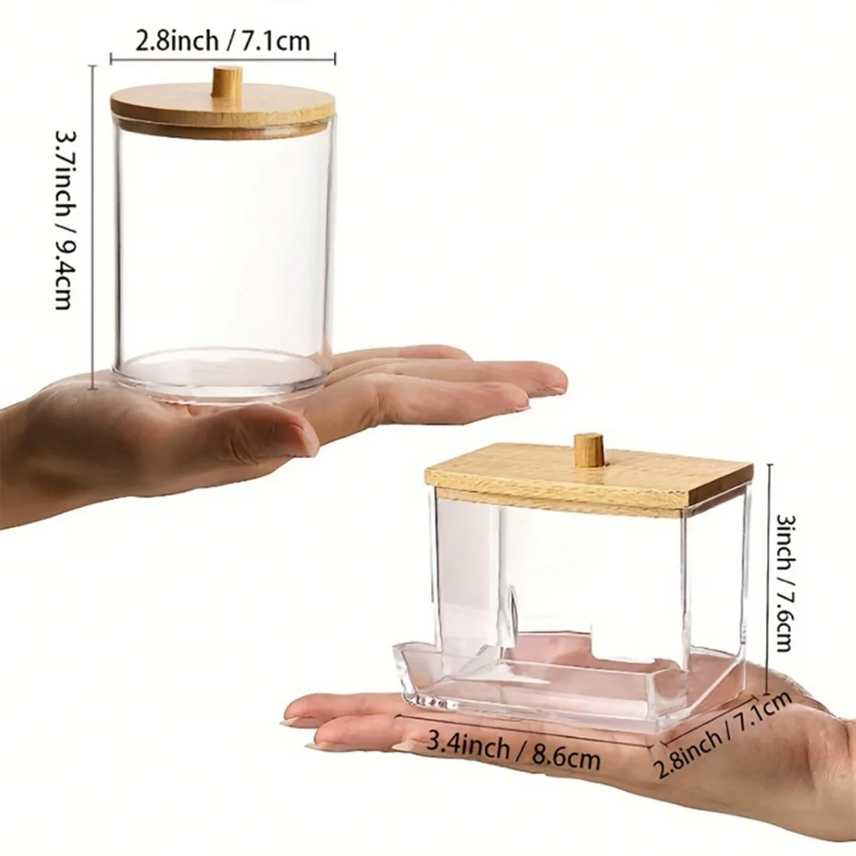 3pcs Clear Plastic Swab Dispenser and Qtip Holder for Bathroom - Storage Canister for Bath Salts, Rounds and More 5