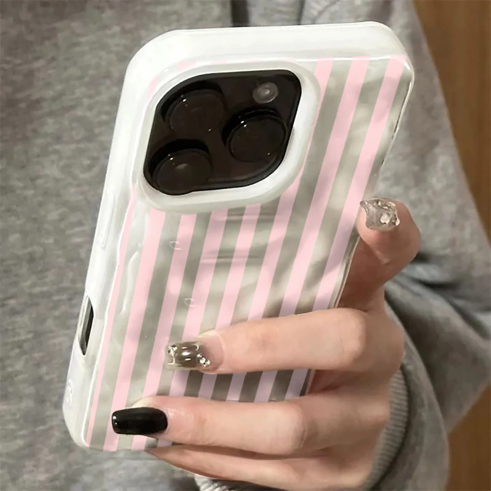 Minimalist Pink Stripe Anti-Slip Full Coverage Phone Case