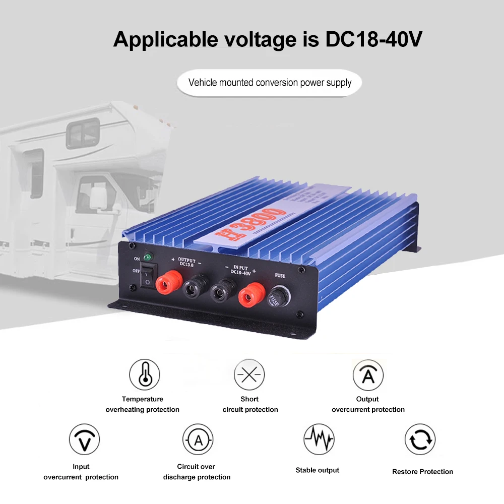 H3800 Transformer 24V To 13.8V 100A/65A Power Regulator For Mobile Two Way Car Radio 18V-40V Input DC 13.8V 65A /100A Output
