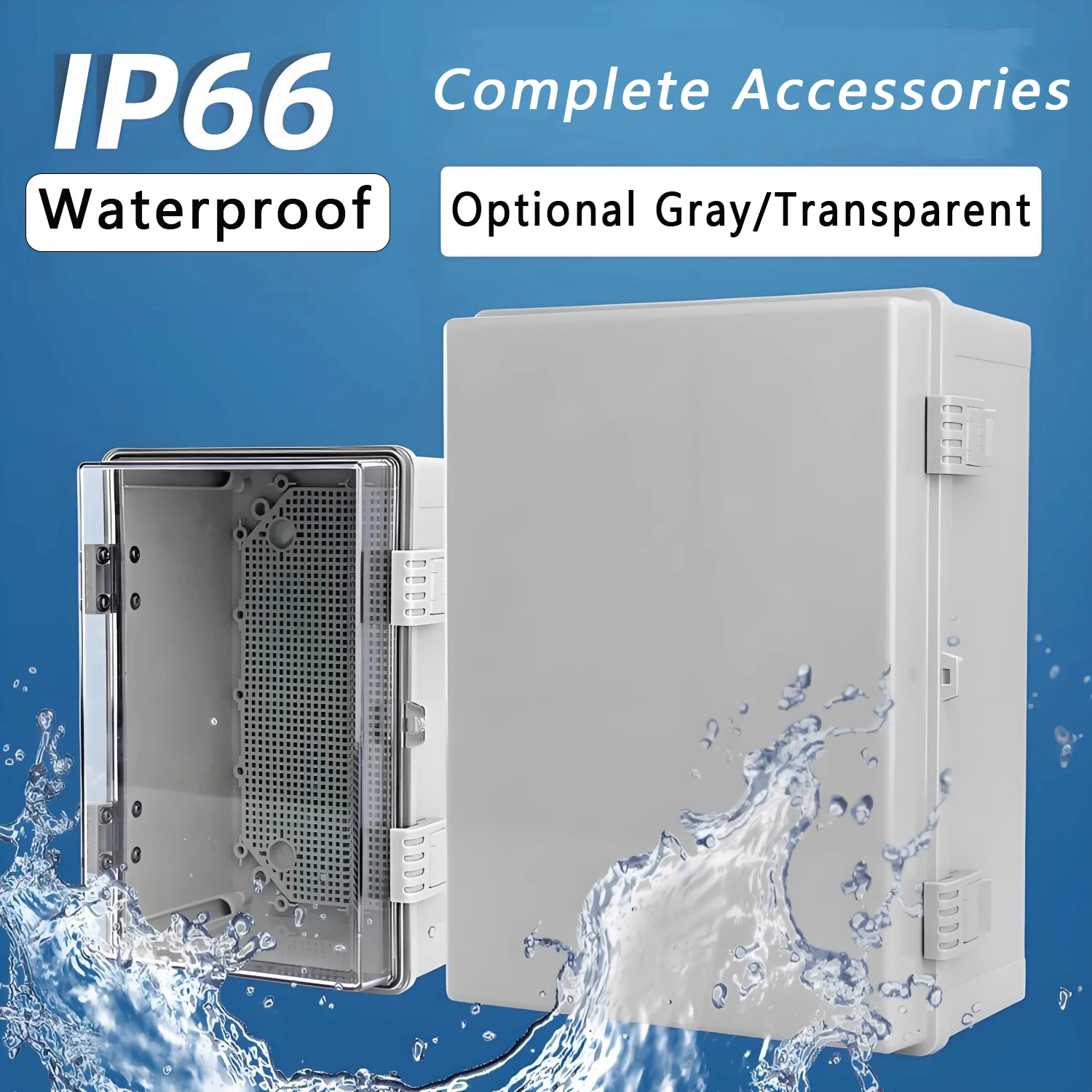 IP66 Waterproof Plastic Box ABS Wire Junction Box Gray/Transparent Cover Enclosure Outdoor Electronic Engineering Projects electronic enclosure case electrical junction box electrical box electrical distribution box