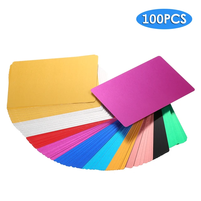 100Pcs Pink Metal Business Card Blanks Laser Engraving Aluminum Sheet One  Color