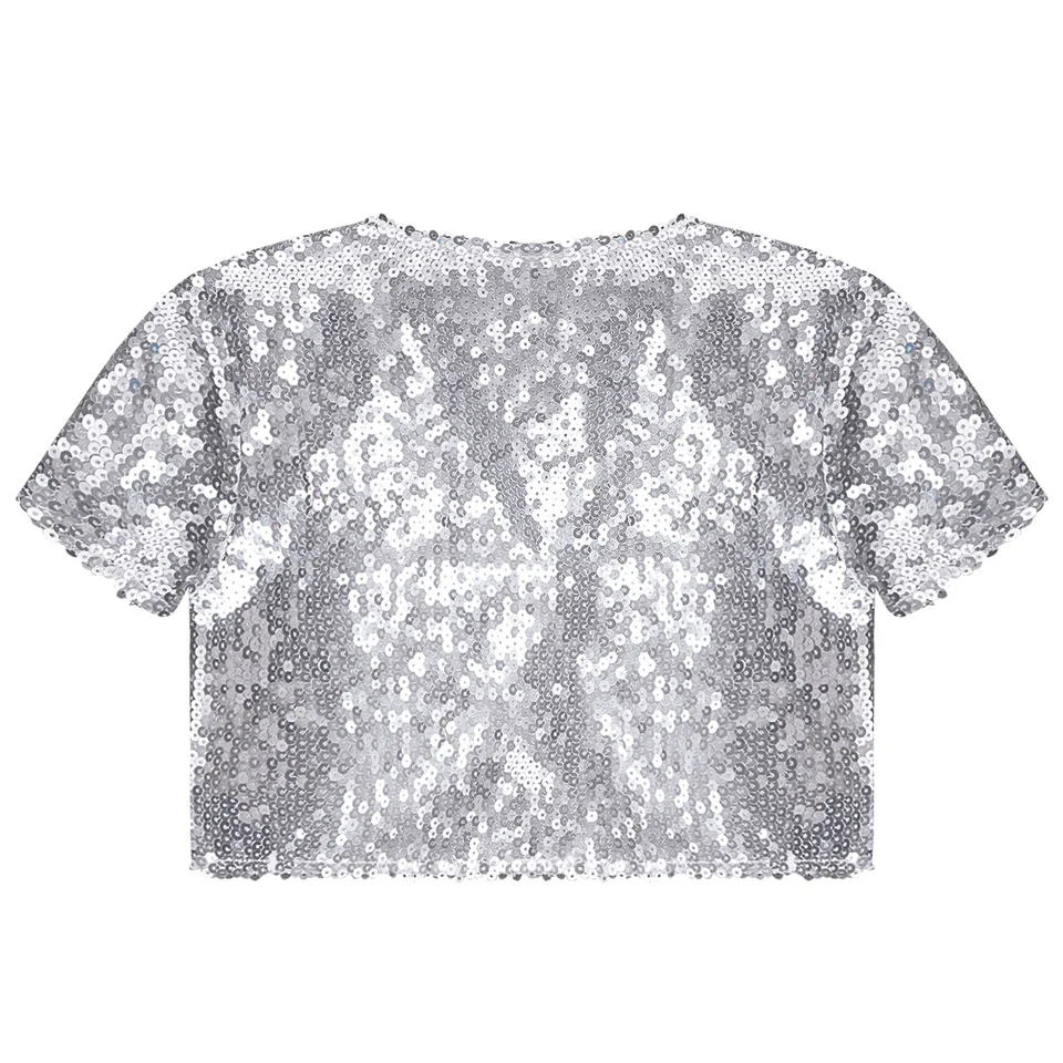Giacca Bolero Donna Con Paillettes Glitter – Maniche Lunghe, Aperta, Corta, Per Feste E Matrimoni - 3