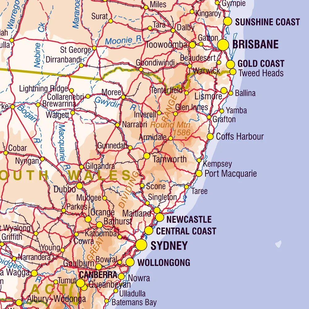 225*150cm The Australia Geography and Transportation Map Large Poster Non-woven Canvas Painting School Supplies Home Decoration