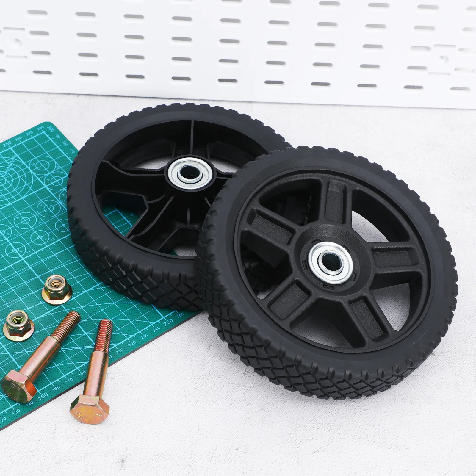 2個 7インチ芝刈り機ホイール ユニバーサル交換用プラスチックデッキ