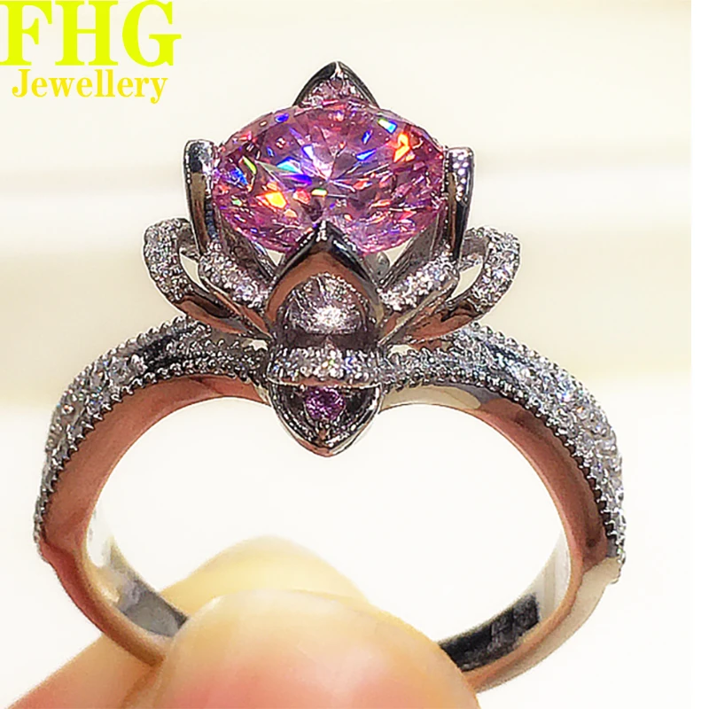 

Однотонное Золотое кольцо 9K Au375, 3 карата, розовое бриллиантовое роскошное кольцо для свадьбы, вечеринки, юбилея, помолвки