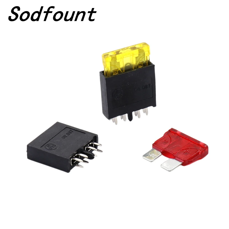 5Pcs Portafusibili per Auto Connettore PC Heavy Duty Wire Extension Mini Portafusibili Connettore per Veicolo ATM 20A 16AWG con 5 Fusibili Lunghezza 230mm (Piedini Lunghi ACM 9,1 mm