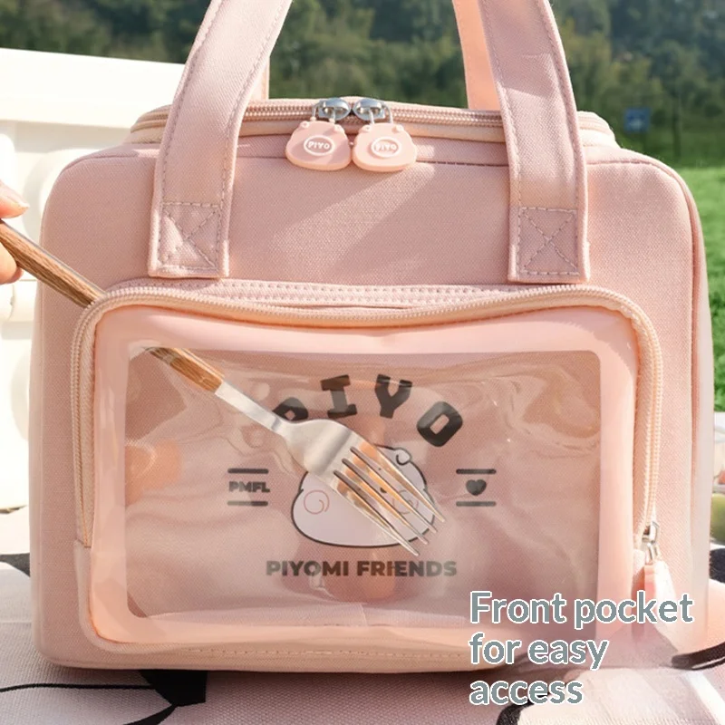 Trendy Cute Cartoon Lunch Box Bag Large Capacity Picnic Handbag Portable Student Meal Insulated Bag
