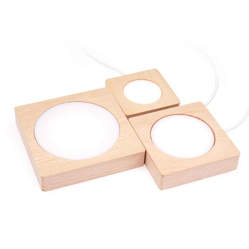 

LED Lights Display Base USB Wooden LED Light Base for Resin Art Ornament Crystal DropShip