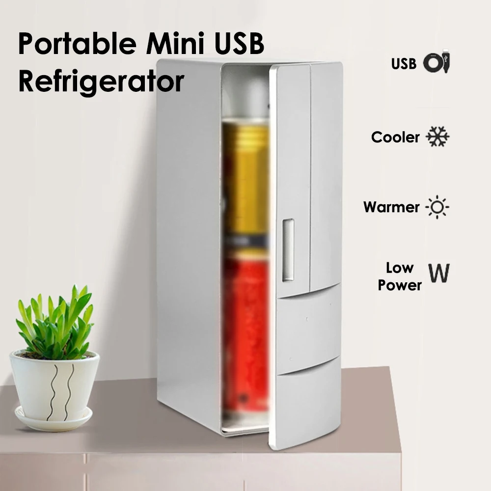 Portable Mini Car Beverage Cooling Fridge Multi-functional Cooler and Warmer Electric Mini USB Refrigerator Fridge Cooler