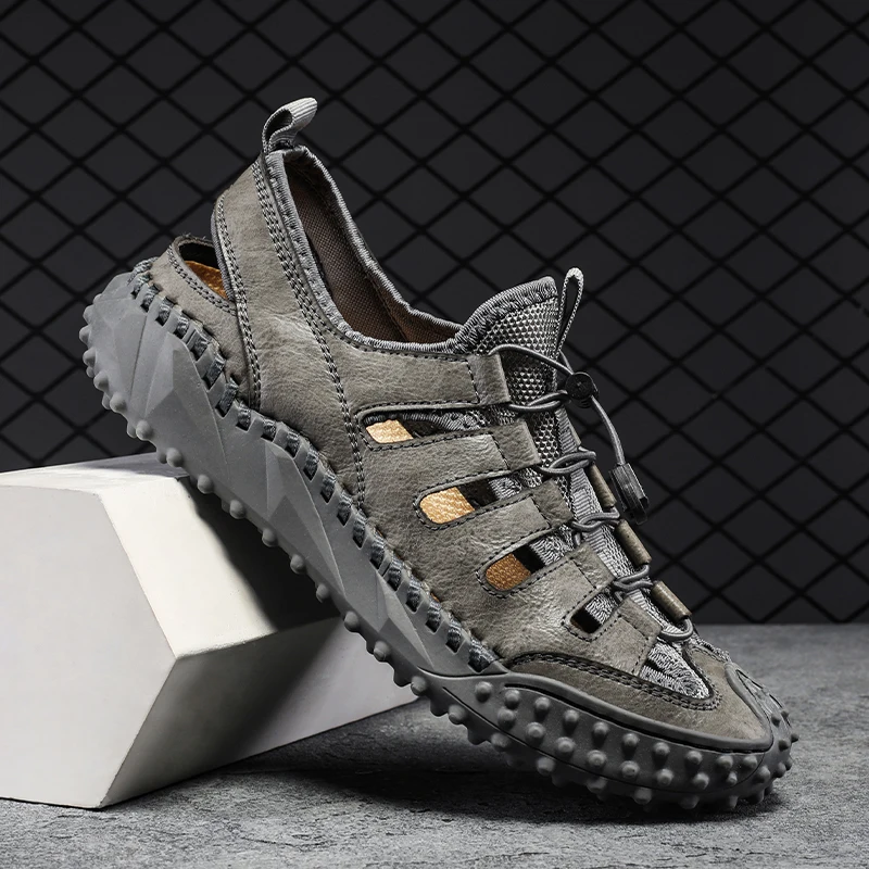 

Summer fashion sandals for men Comfortable plus size men's shoes Handmade stitched durable sandals mens shoes men sandals