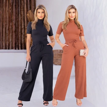 Kit 2 Sets High-collar Blouse and Pantalona Pants Wide Leg Casual Fashion Comify/Comfortable Sleevezy Casual Elegant 1