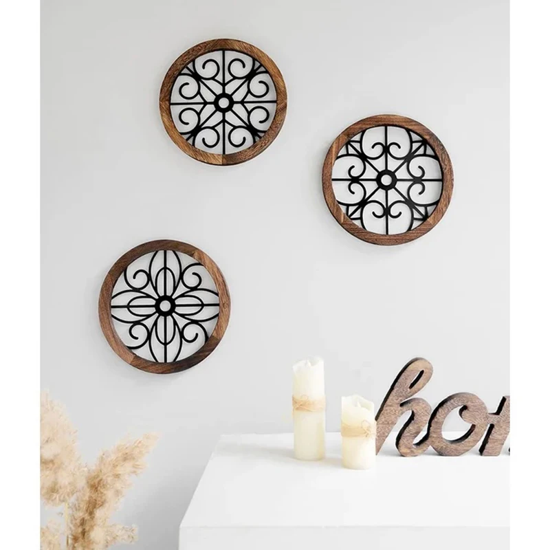

Nordic Style Creative Round Acrylic Hollow Wall Hanging Ornaments Removable Art Wall Decor Background Mural Home Porch Decor