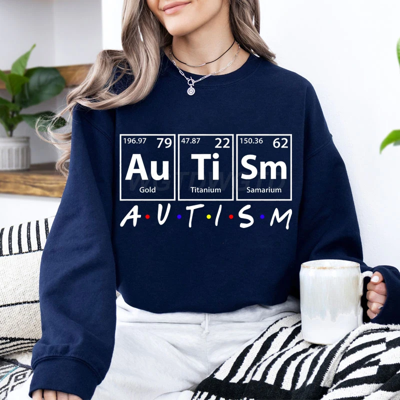 Autism Friends Print Women Men Sweatshirt Soft Casual Loose Vintage Female Hoodies 2025 Winter Autumn Warm Fleece Sweatshirts 4