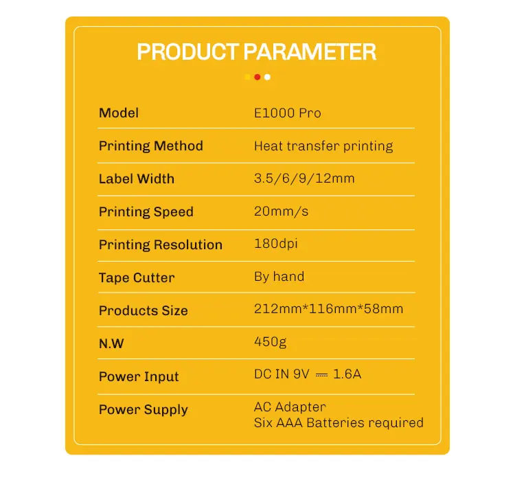 Description Picture 5 of itemE1000PRO Handheld Label Printer Compatible Brother Label Ribbon TZe-231Compatible Heat Shrink Tubes,Flexible Tapes,Satin Tapes