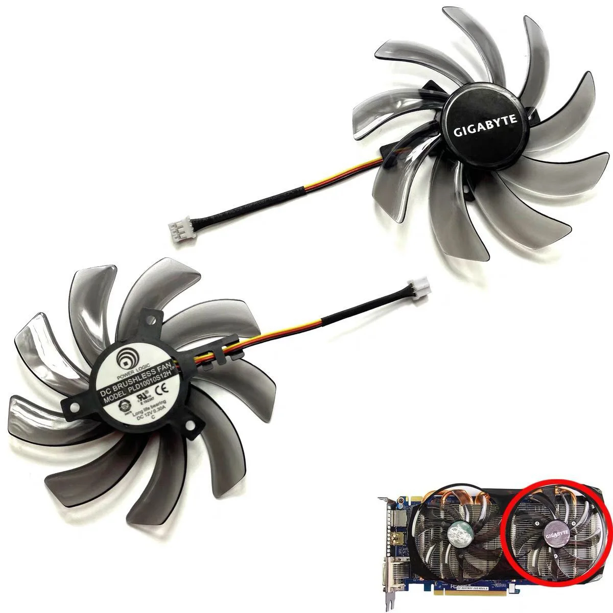 para Gigabyte Gv-n550 N560 N650 N660 N670 R785 Gtx 660 fã 650 Placa Gráfica 95 mm Pld10010s12h T129215sm 2pin 3pin dc 12v 0.25a - Imagem 3