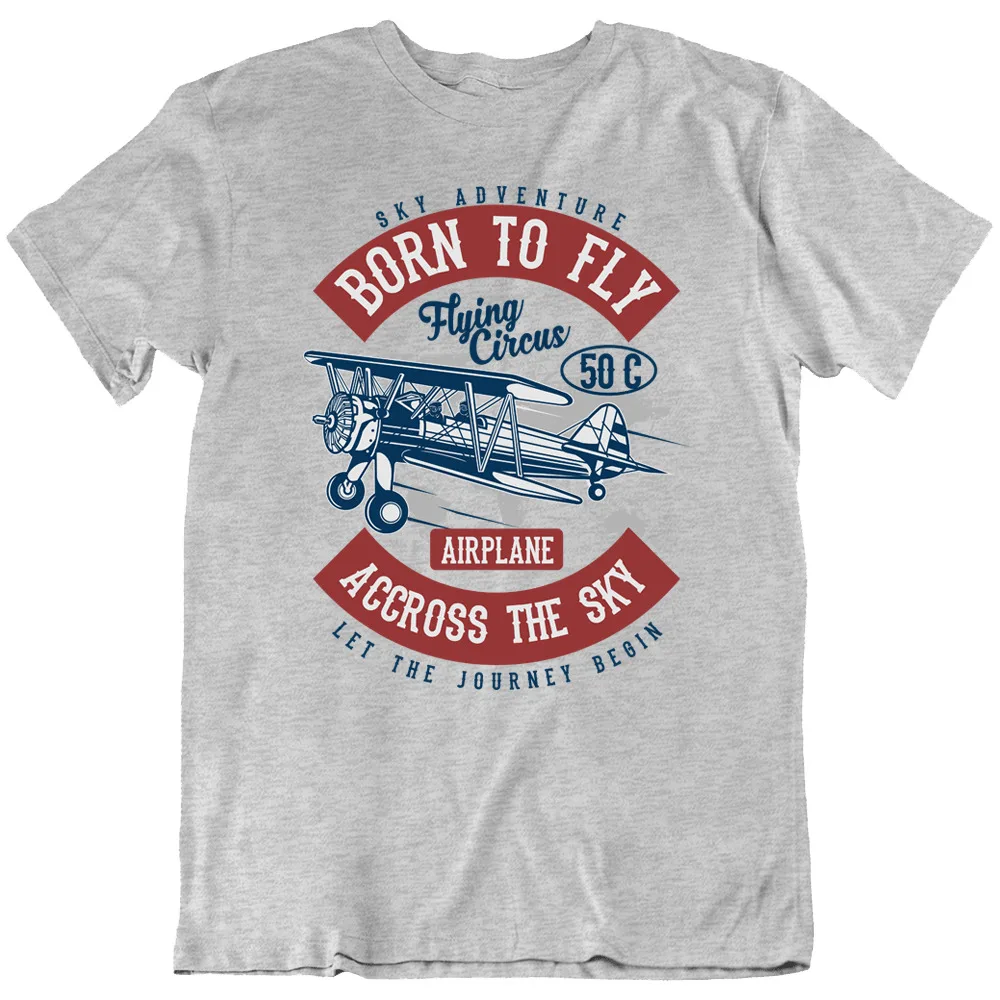 Born To Fly Pilot Aviator Airline Flyer Aircraft Sky Airplane Journey T Shirt Maniche Lunghe