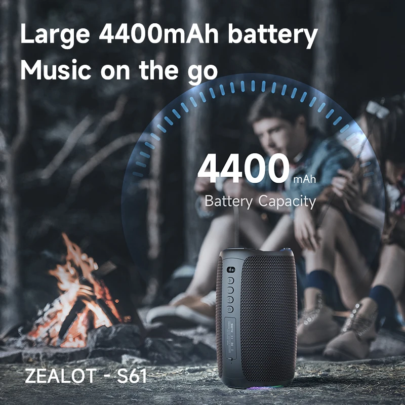 ZEALOT-S61 Bluetooth Speaker,with IPX6 Waterproof Protection and