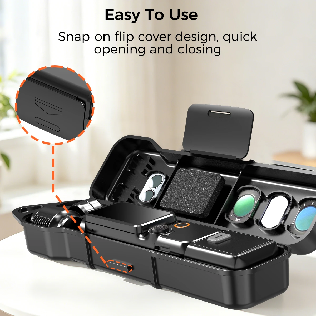 Compact Protective Case with Filter and Memory Card Slots & Screen Cushioning