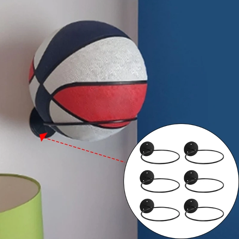 6Pcs Wall Mount Ball Rack, Ball Wall Mount, Display Holder for Basketball