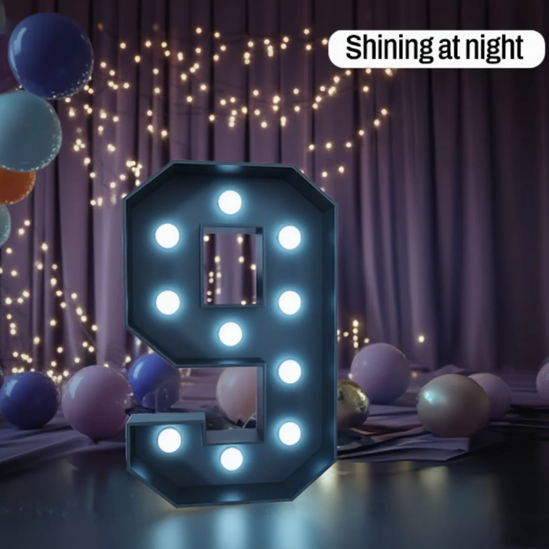 1Pc 73cm Black KT Board Marquee Frame Number Light 2026/2025/0101 For New Year's Day Ambience Photo Prop for Birthday Graduation
